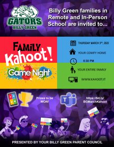 BG Kahoot Night – Thurs March 3, 6:30pm | Billy Green Elementary School