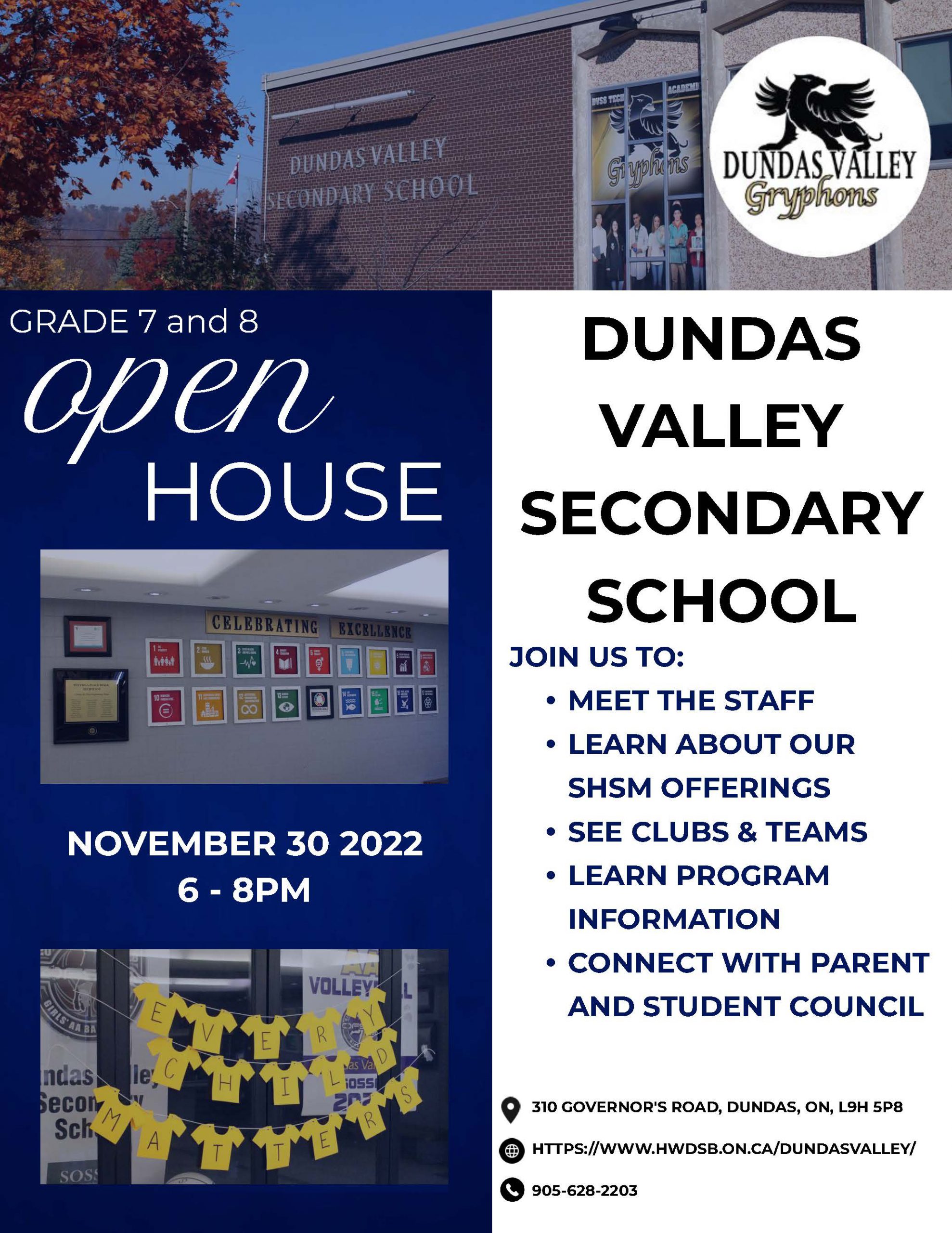 Grade 7/8 Open House at DVSSDundas Valley Secondary School