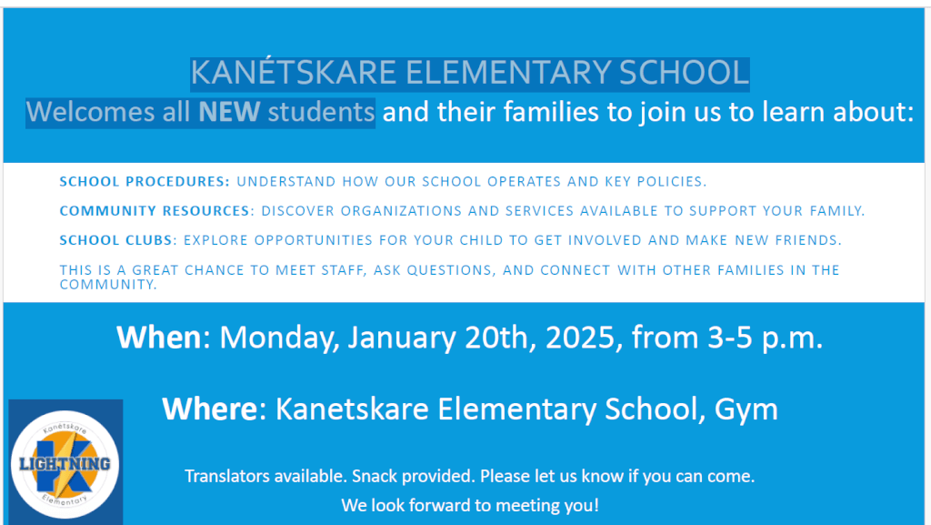 ESL/ELL New to Canada Open House Kanétskare Elementary School