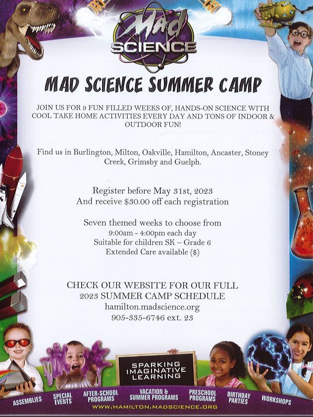 Mad Science – Summer Camp 2023 | Sir William Osler Elementary School