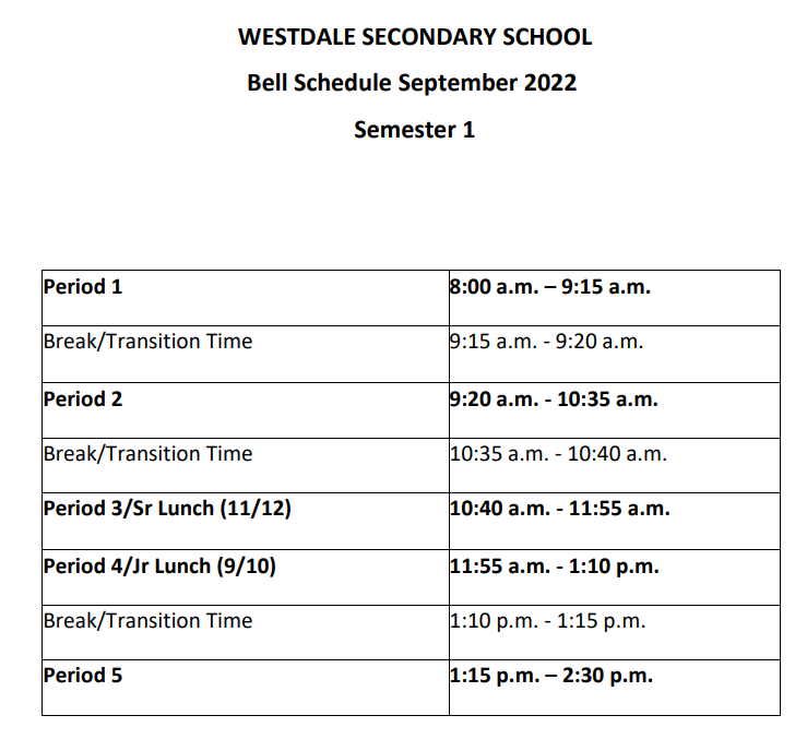 class-schedule-bell-times-westdale-secondary-school