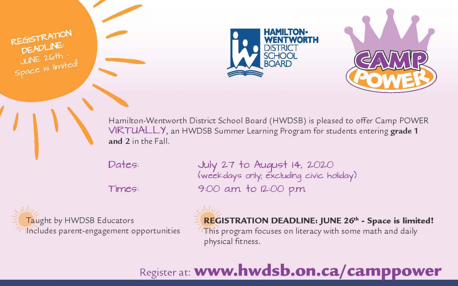 Camp Power Registration Hamilton Wentworth District School Board 