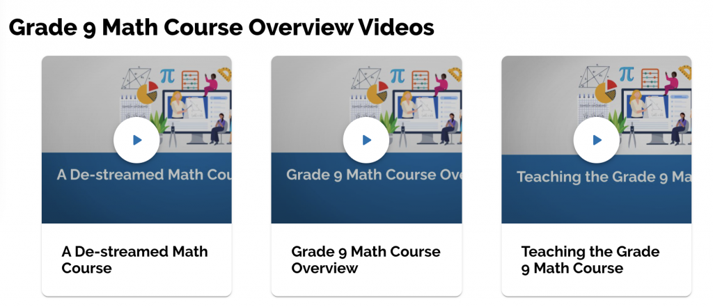 Screenshot of Grade 9 Math Course Overview Videos