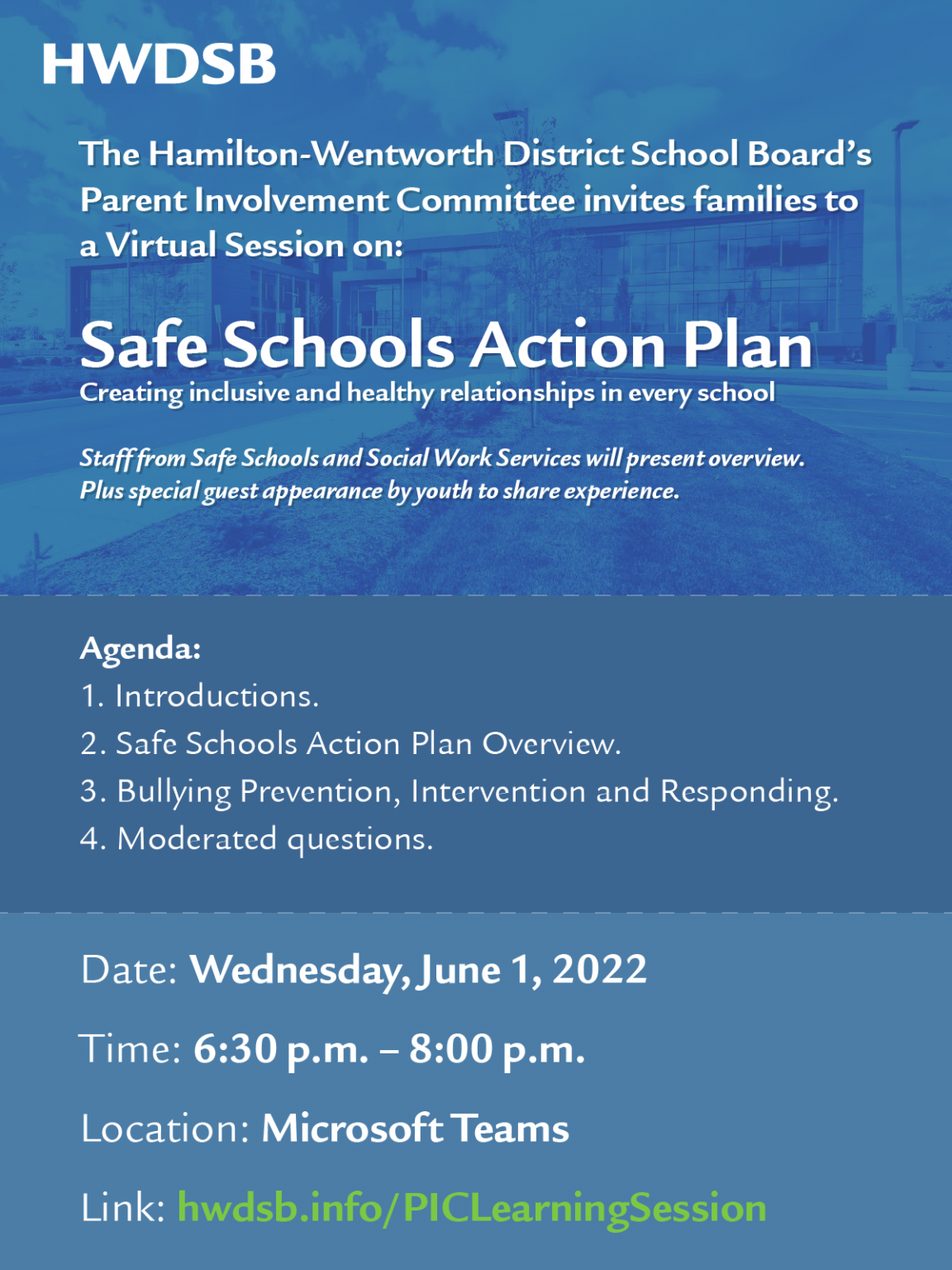 Parent Involvement Committee (PIC) Virtual Session on Safe Schools