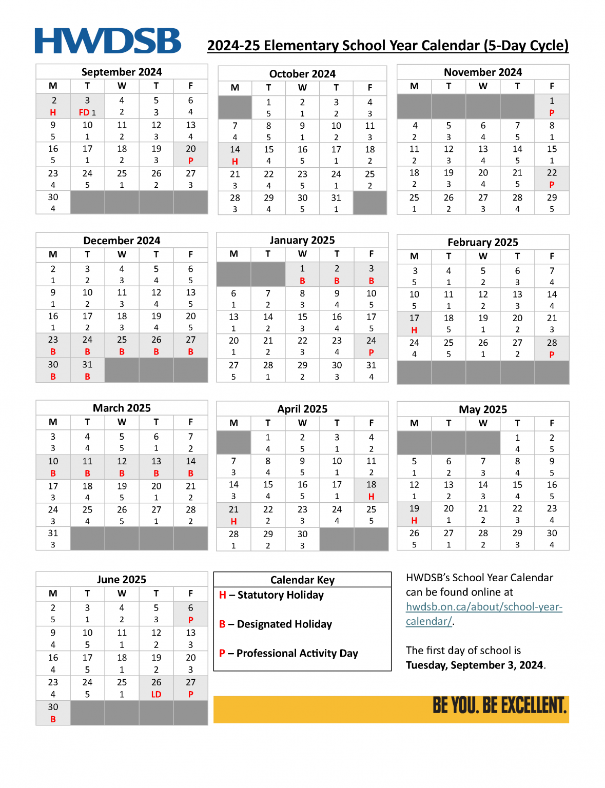 202425 HWDSB School Year Calendars HamiltonWentworth District